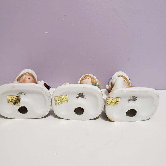 Homco Trio Children / w Pets Bisque Porcelain Figurines - Picture 4 of 10